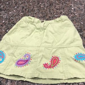 Talbots Kids 6x Green Embroidered paisley skort